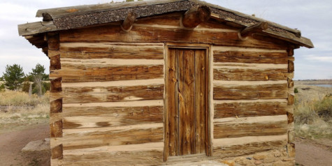 A picture containing a wooden shed