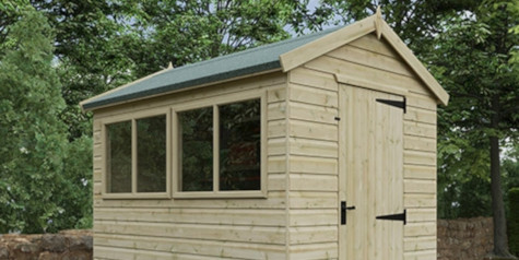 A picture of pressured treated shed in a garden
