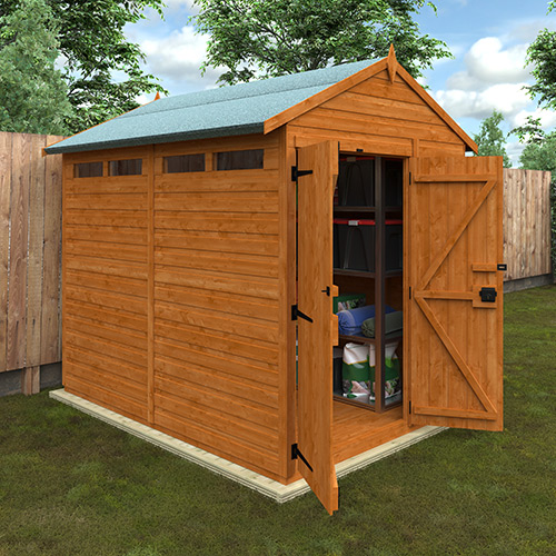 Tiger Shiplap Apex Security Shed with security windows and metal security bar