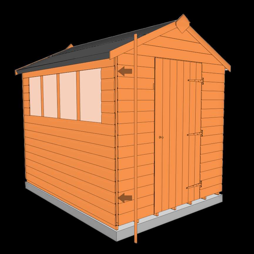 A Tiger graphic of garden shed side strip installation