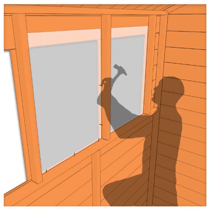 A Tiger graphic of a man fitting shed window