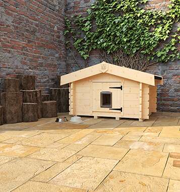 A picture containing Tiger Deluxe Cat Cabin with cat flap, paved patio