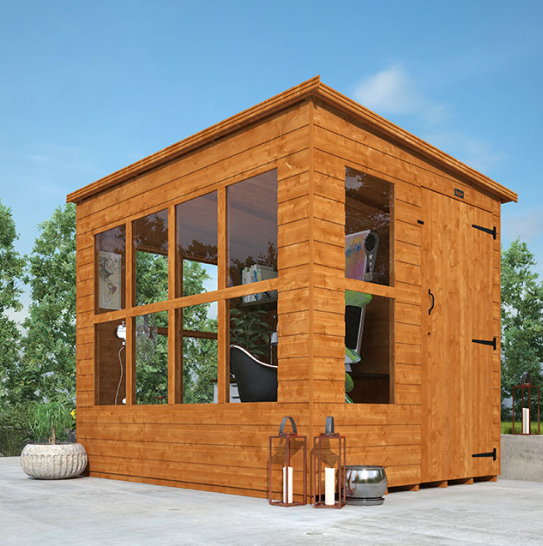 A Tiger Sheds Pent House Potting Shed, with square glazed windows