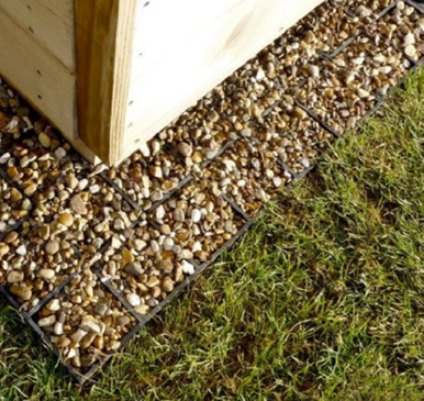 a picture of pea gravel shed base