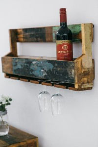 Reclaimed wood wine hanging rack