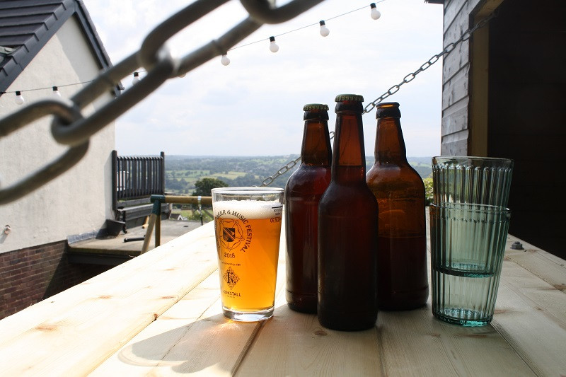 Beer brewed in Ian's shed and lovely view