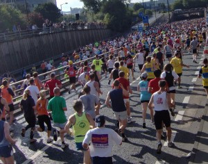 Crowd of people doing a charity run