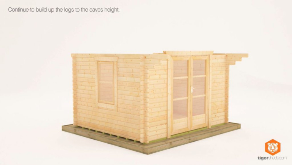 An image to show how to assemble the walls of your log cabin