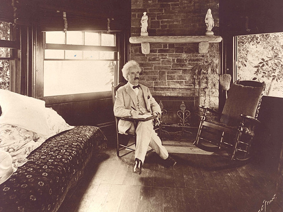 Mark Twain in his shed