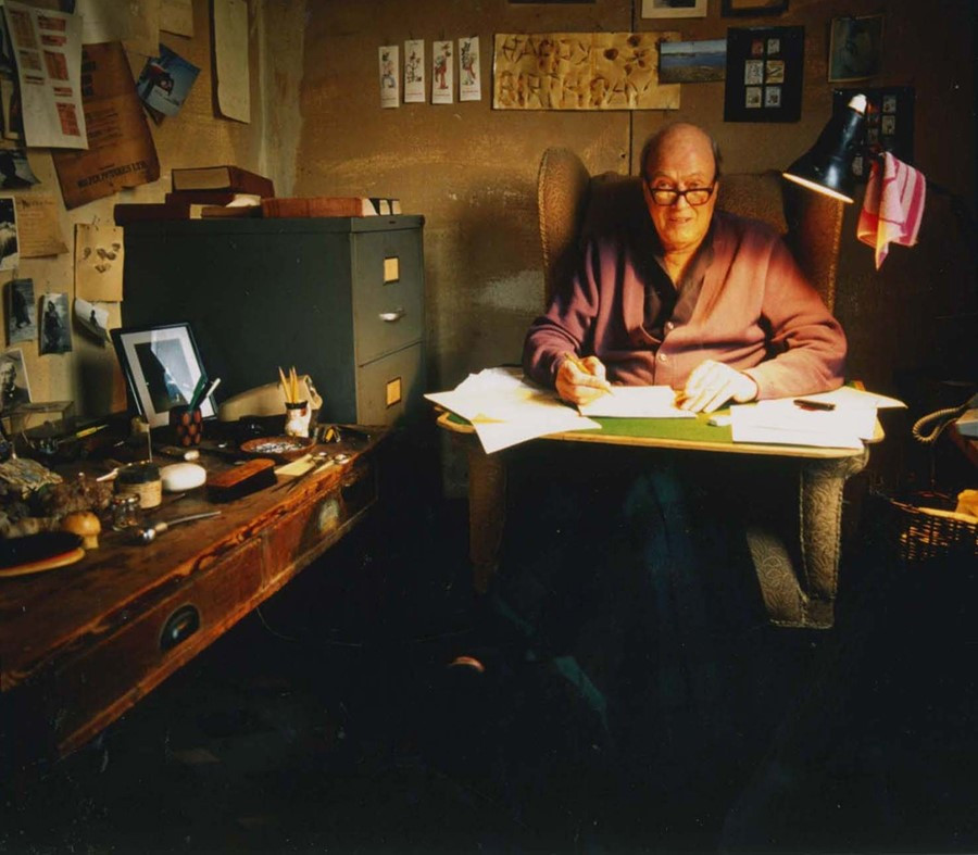 Roald Dahl in his writing shed