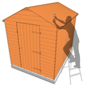 Securing the roof panels of the shed