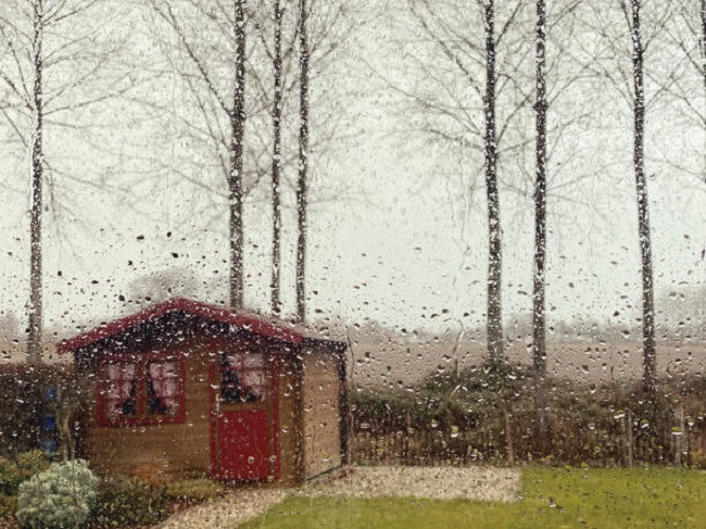 Shed in rain