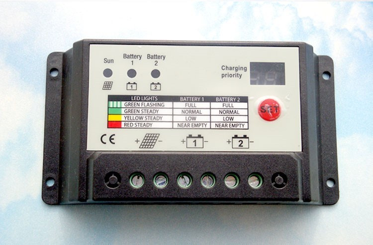 Charge controller for solar panel unit
