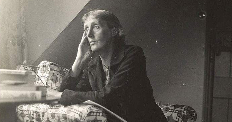 Virginia Woolf sat on a chair - in her shed?