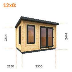 12x8w The Onyx | 44mm Black Tiger Log cabin