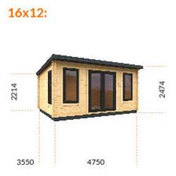 12x8w The Onyx | 44mm Black Tiger Log cabin