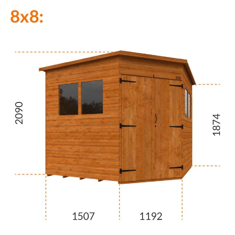8x8 Tiger Deluxe Corner Shed