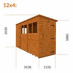 8x4 TigerFlex® Shiplap Pent 2-Door Shed