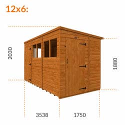 8x4 TigerFlex® Shiplap Pent 2-Door Shed