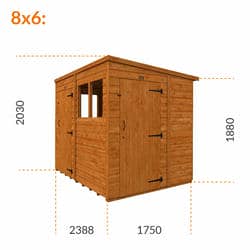 8x4 TigerFlex® Shiplap Pent 2-Door Shed