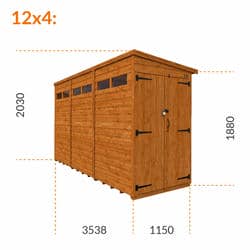 4x4 TigerFlex® Shiplap Pent Security Double Door Shed