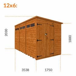 4x4 TigerFlex® Shiplap Pent Security Double Door Shed