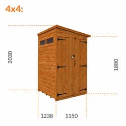 4x4 TigerFlex® Shiplap Pent Security Double Door Shed