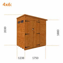 4x4 TigerFlex® Shiplap Pent Security Double Door Shed