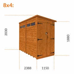 4x4 TigerFlex® Shiplap Pent Security Double Door Shed