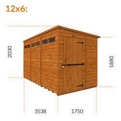 12x6 TigerFlex® Shiplap Pent Security Shed