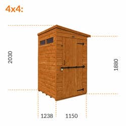 4x4 TigerFlex® Shiplap Pent Security Shed 