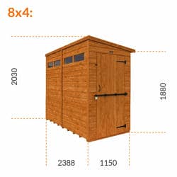 8x4 TigerFlex® Shiplap Pent Security Shed