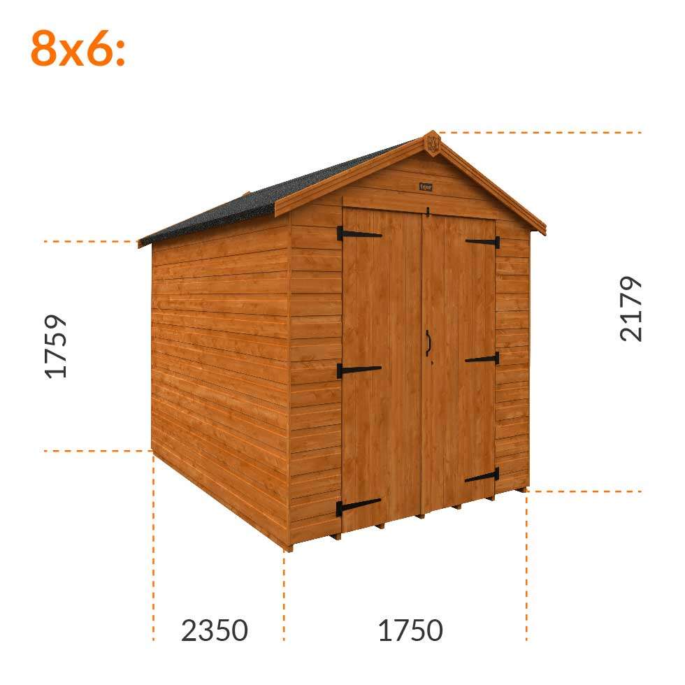 7x5w Tiger Shiplap Windowless Apex Shed | Double Doors