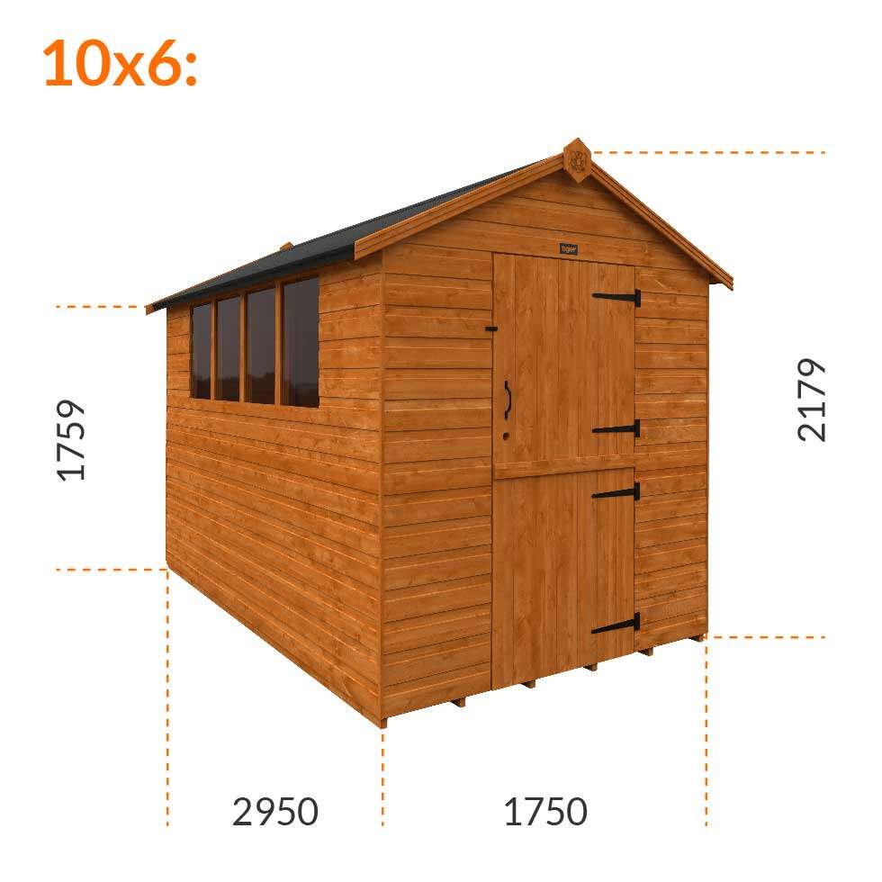 10x6w Tiger Shiplap Apex Shed | Stable Door