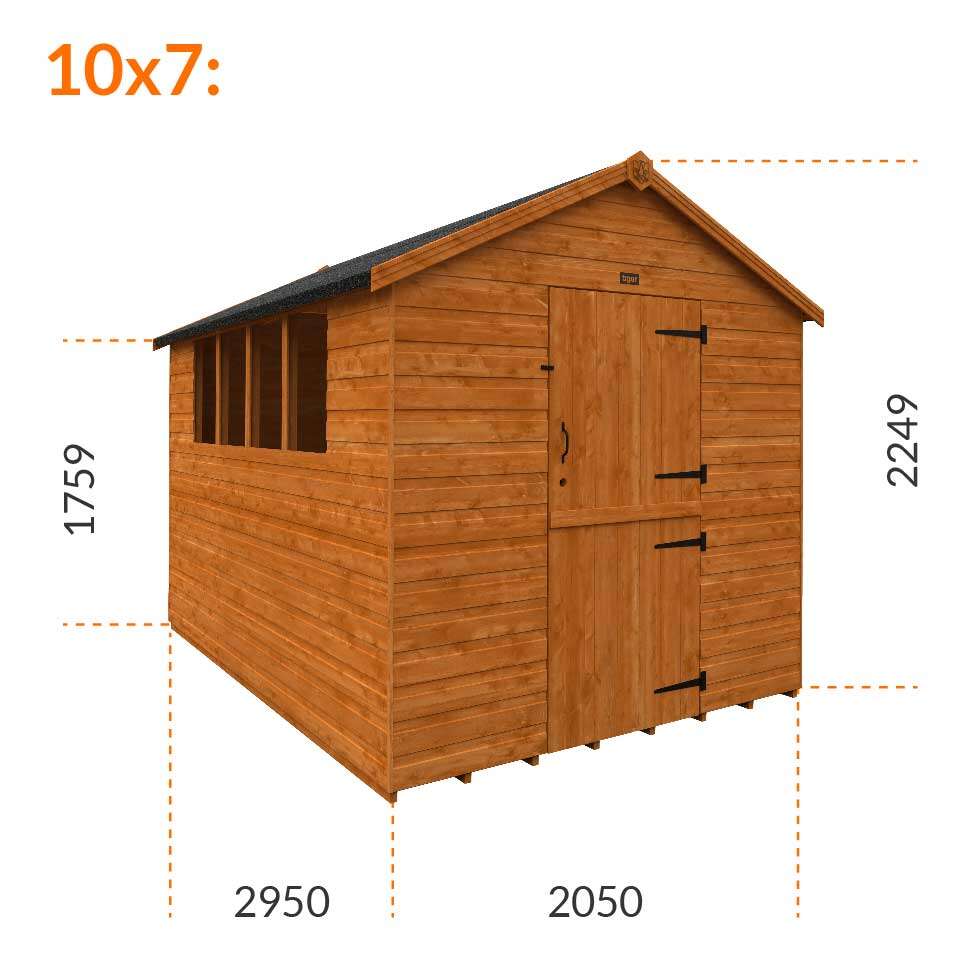 10x7w Tiger Shiplap Apex Shed | Stable Door