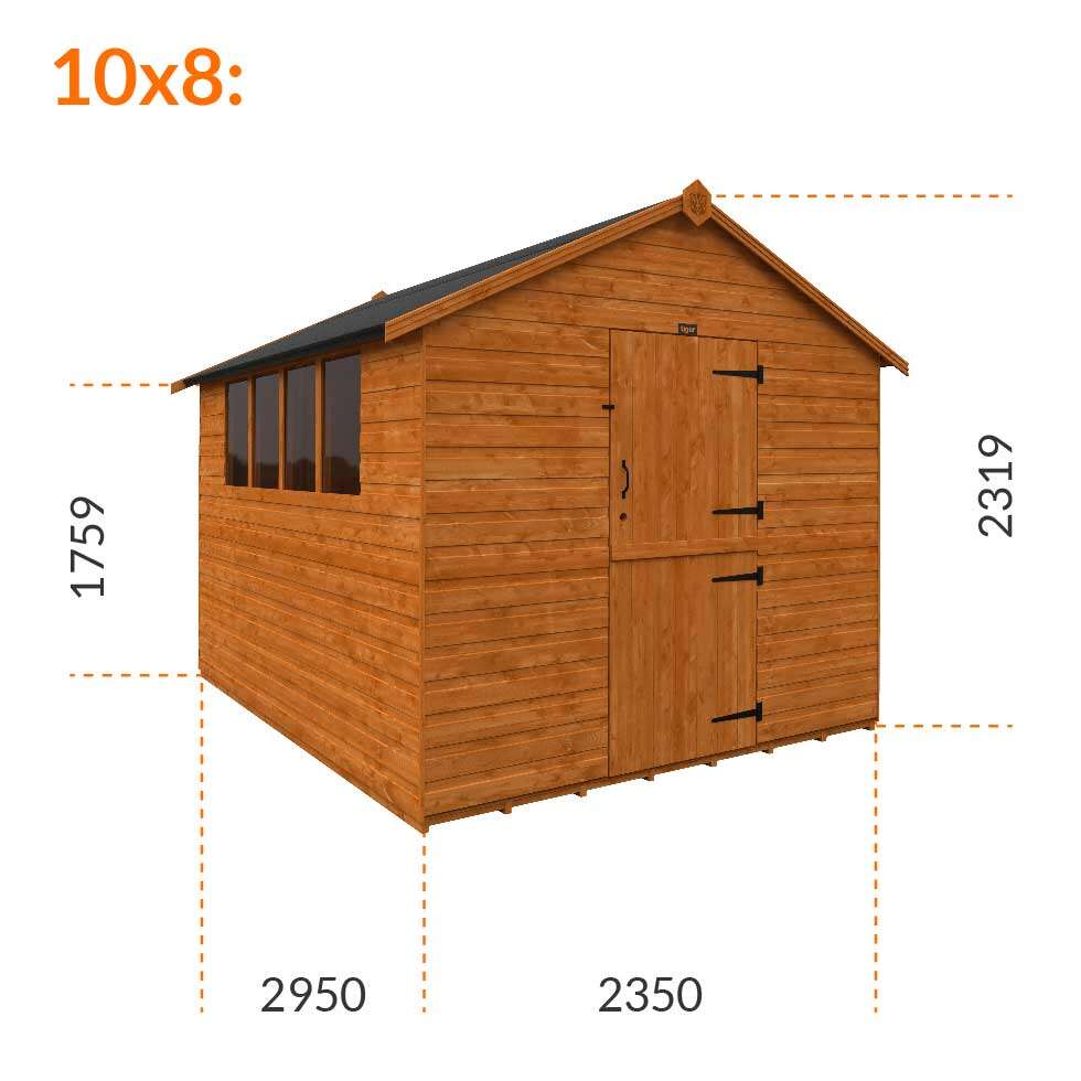 10x8w Tiger Shiplap Apex Shed | Stable Door