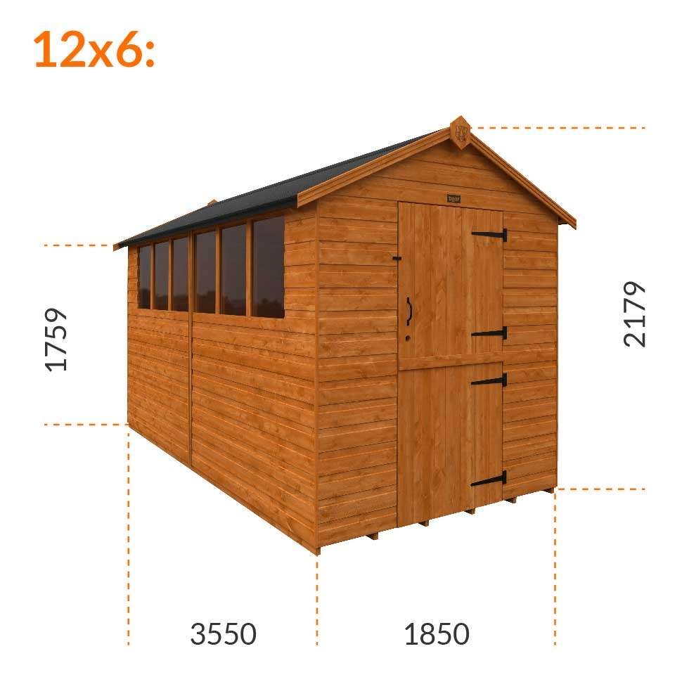 12x6w Tiger Shiplap Apex Shed | Stable Door