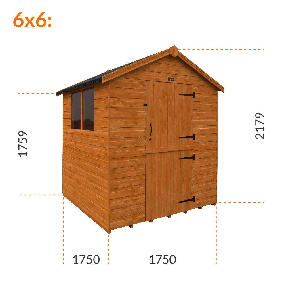 6x6w Tiger Shiplap Apex Shed | Stable Door