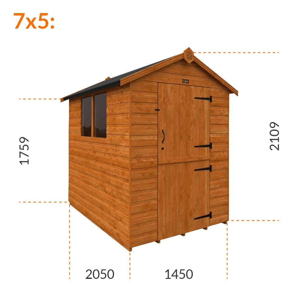7x5w Tiger Shiplap Apex Shed | Stable Door