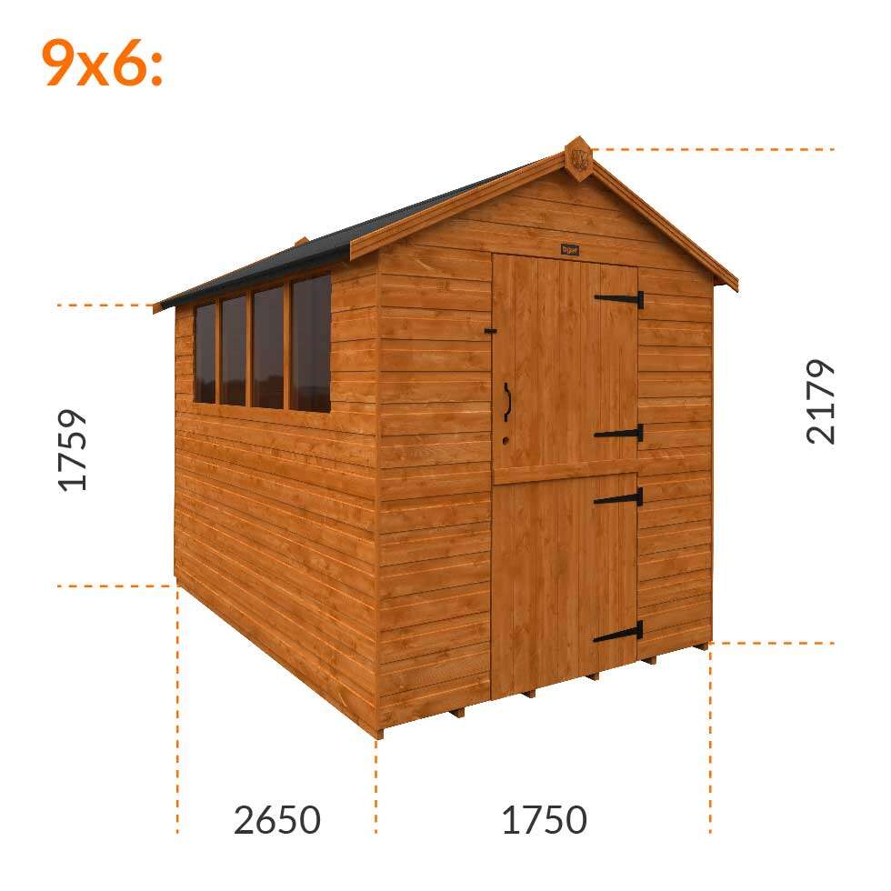 9x6w Tiger Shiplap Apex Shed | Stable Door