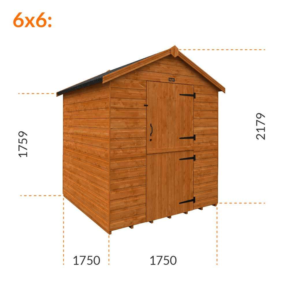 6x6w Tiger Shiplap Windowless Apex Shed | Stable Door