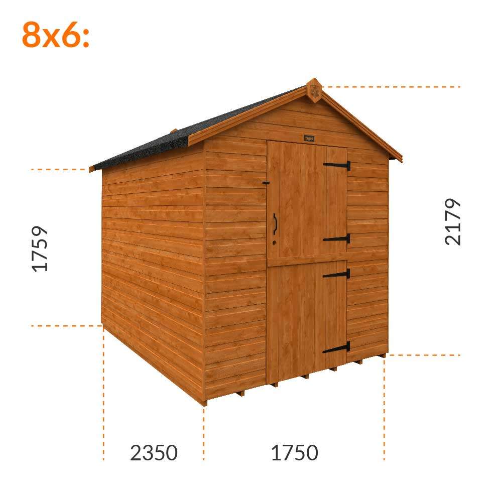 8x6w Tiger Shiplap Windowless Apex Shed | Stable Door