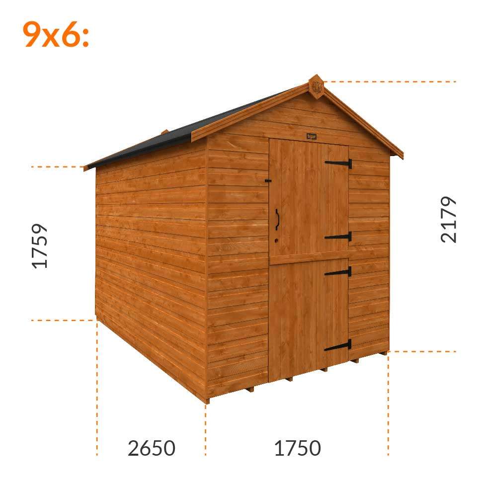 9x6w Tiger Shiplap Windowless Apex Shed | Stable Door