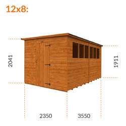 12x8 Tiger Shiplap Lean To Pent Shed