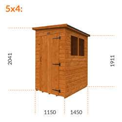 5x4 Tiger Shiplap Lean To Pent Shed