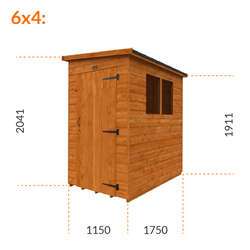 6x4 Tiger Shiplap Lean To Pent Shed