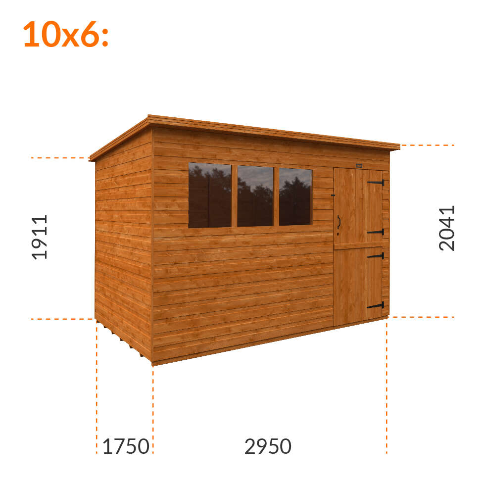 10x6w Tiger Shiplap Pent Shed | Stable Door