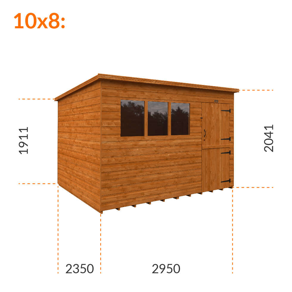 10x8w Tiger Shiplap Pent Shed | Stable Door