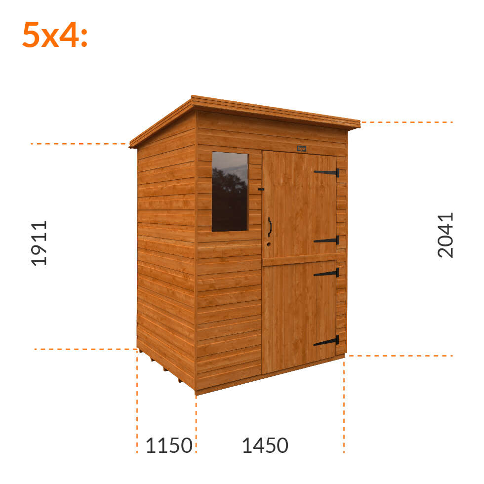 6x4w Tiger Shiplap Pent Shed | Stable Door
