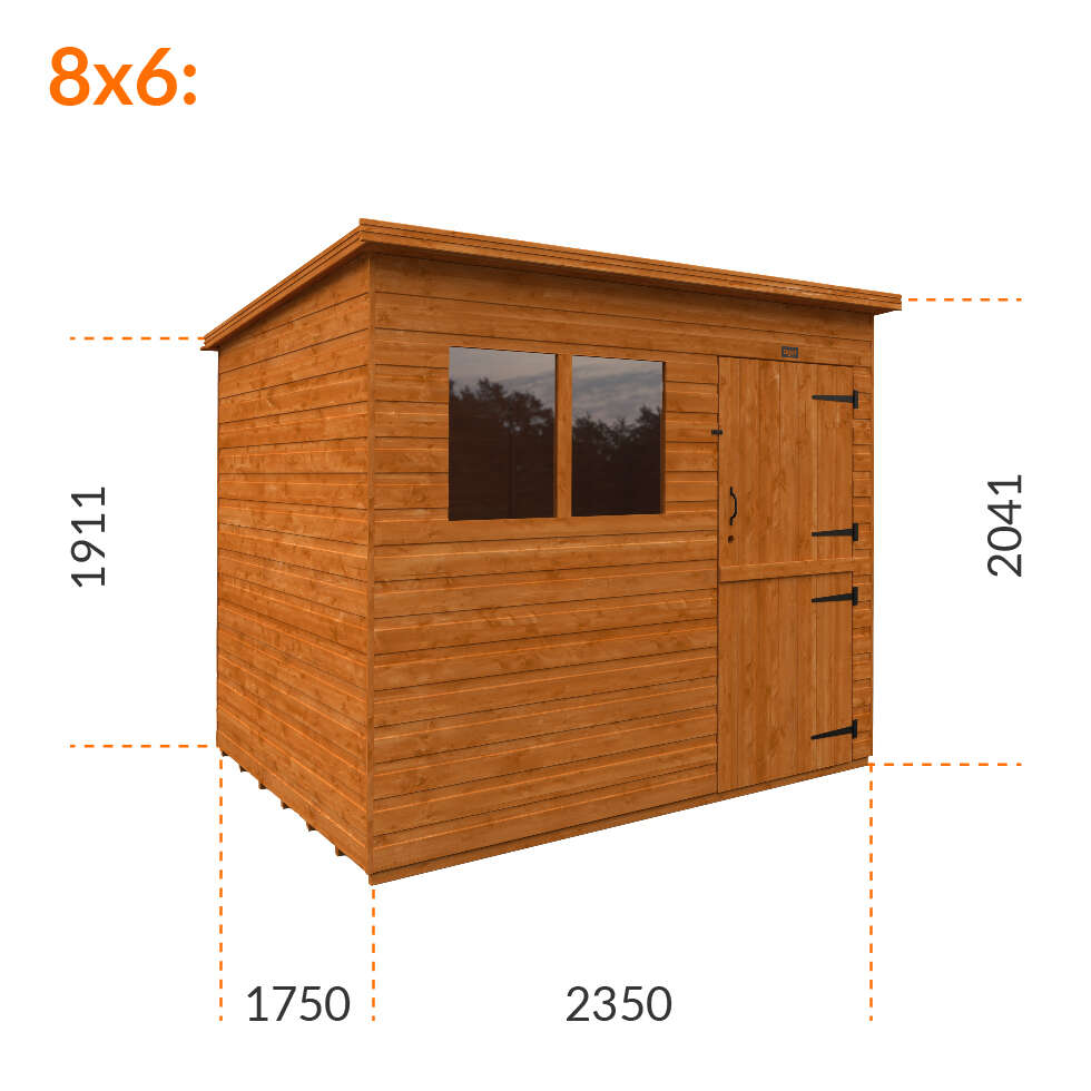 6x4w Tiger Shiplap Pent Shed | Stable Door